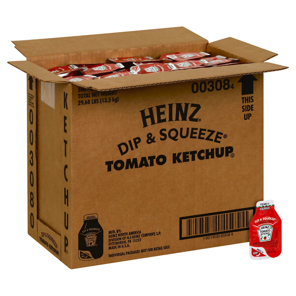 Heinz Single Serve Ketchup Dip And Squeeze Packet 27 Gr Container 500