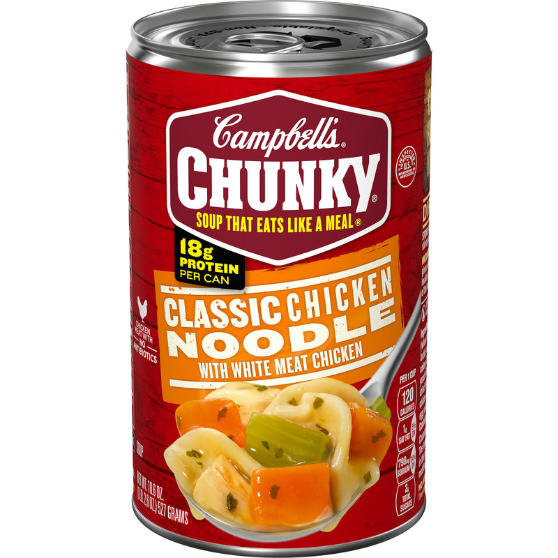 Campbell's Soup Chunky Classic Chicken Noodle 18.6 Ounce Size - 12 Per Case.
