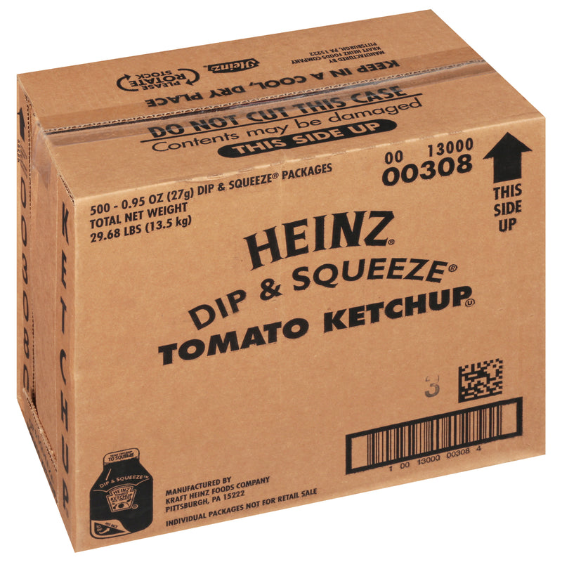 HEINZ Single Serve Ketchup DIP & SQUEEZE Packet 27 gr. Container 500)