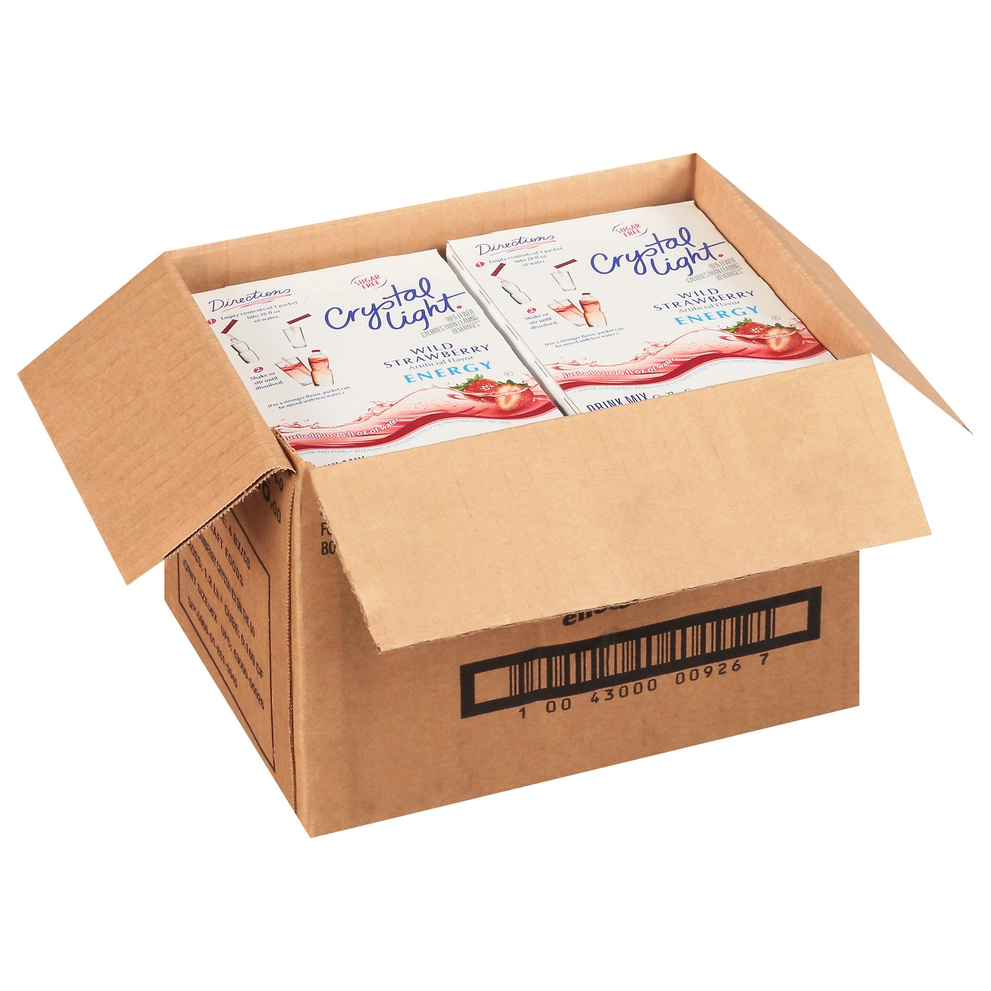 CRYSTAL LIGHT Sugar Free Energy Wild Strawberry On-the-Go Powdered Mix 30-0.13 Packets per Box 4 Boxes)