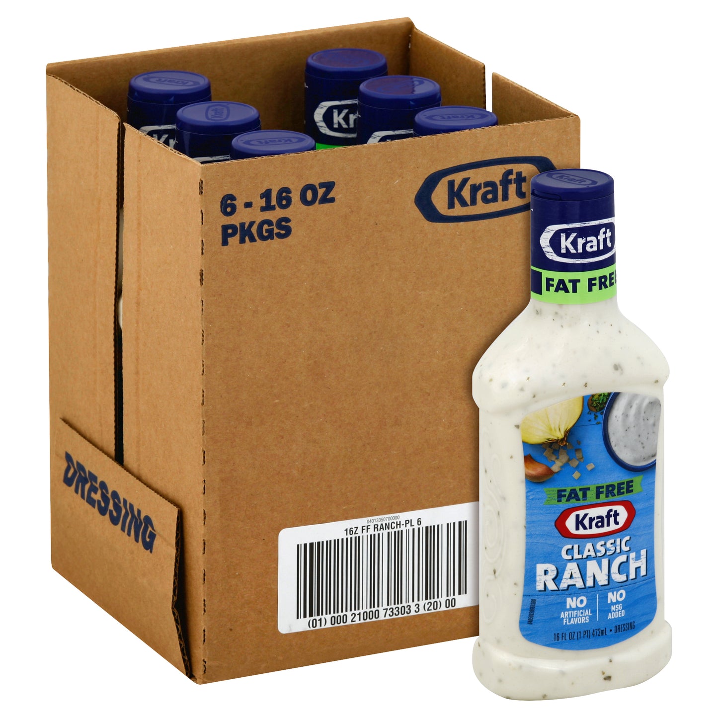 Kraft Fat Free Ranch Dressing, 16 Fluid Ounce - 6 Per Case.