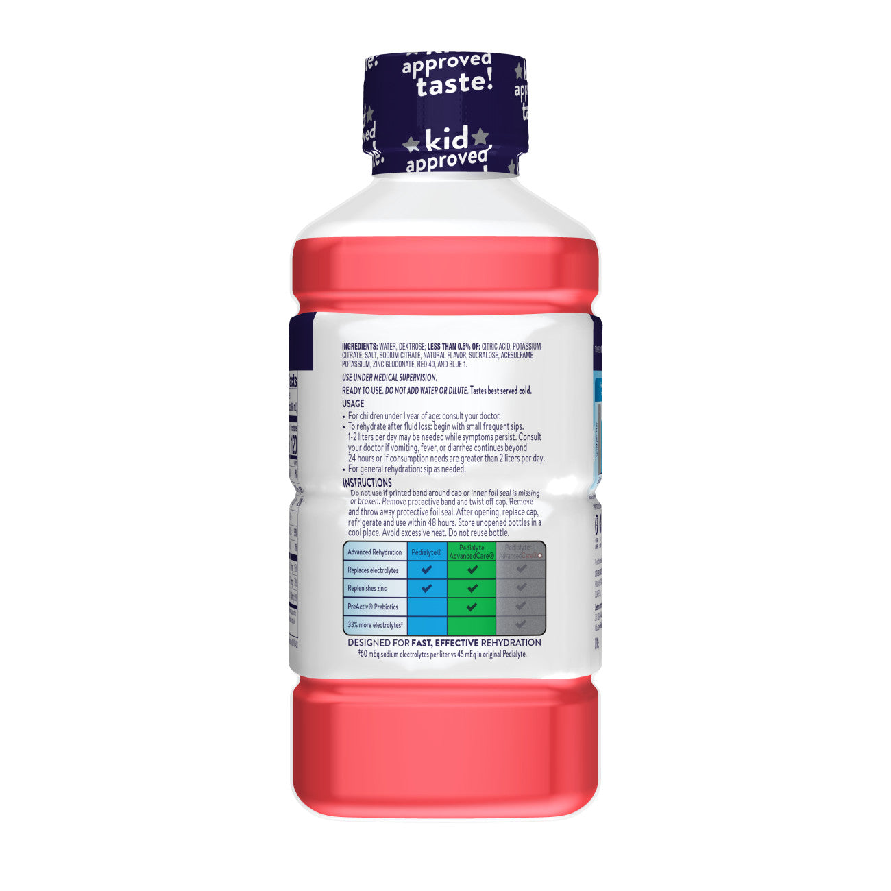 Pedialyte Strawberry Bottle 33.8 Fluid Ounce - 8 Per Case.