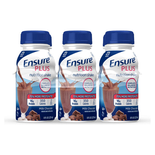 Ensure Plus Chocolate Bottles 8 Fluid Ounce - 24 Per Case.