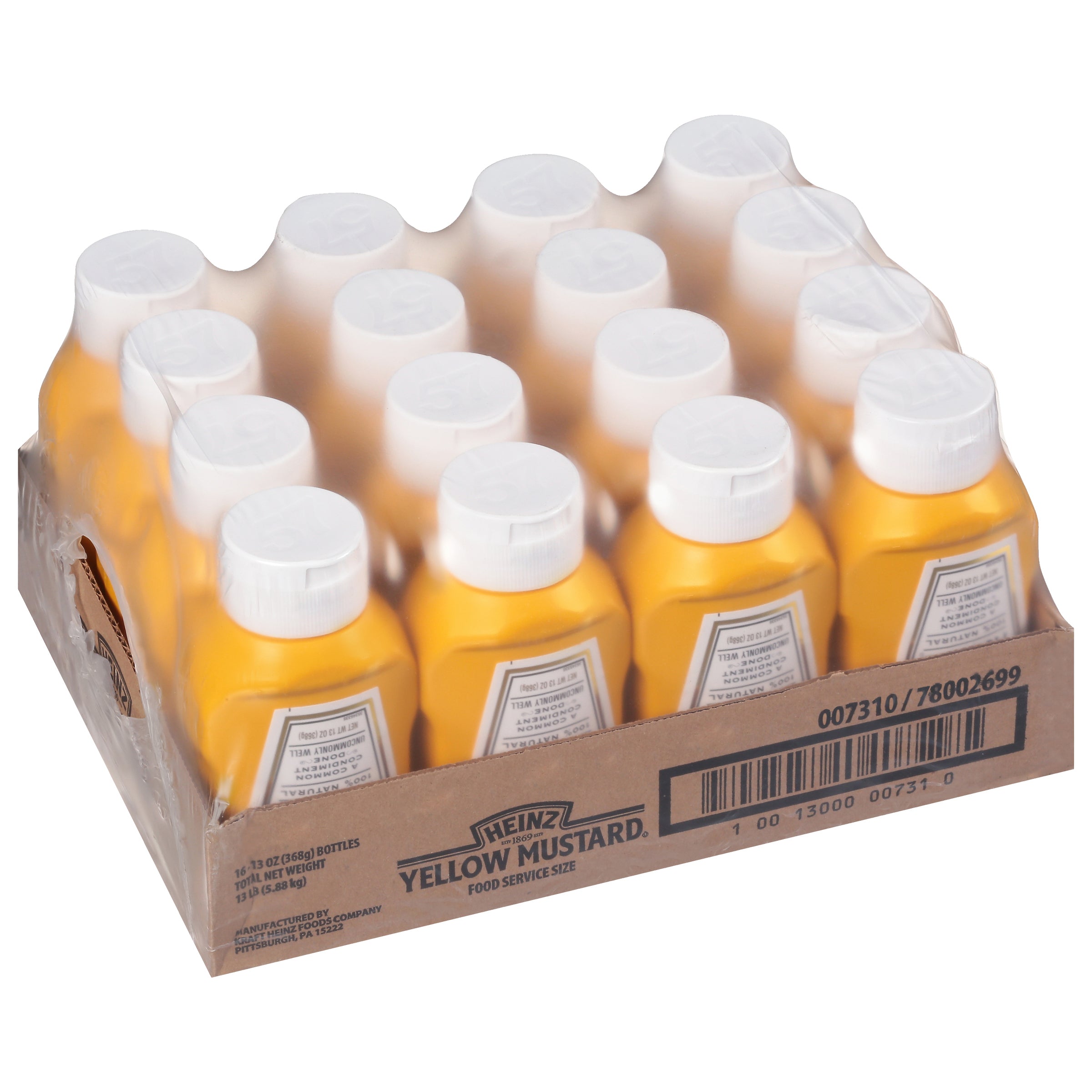 Heinz 100% Natural Yellow Mustard Forever Full Inverted No Seal to Peel 16Case 13 Bottles