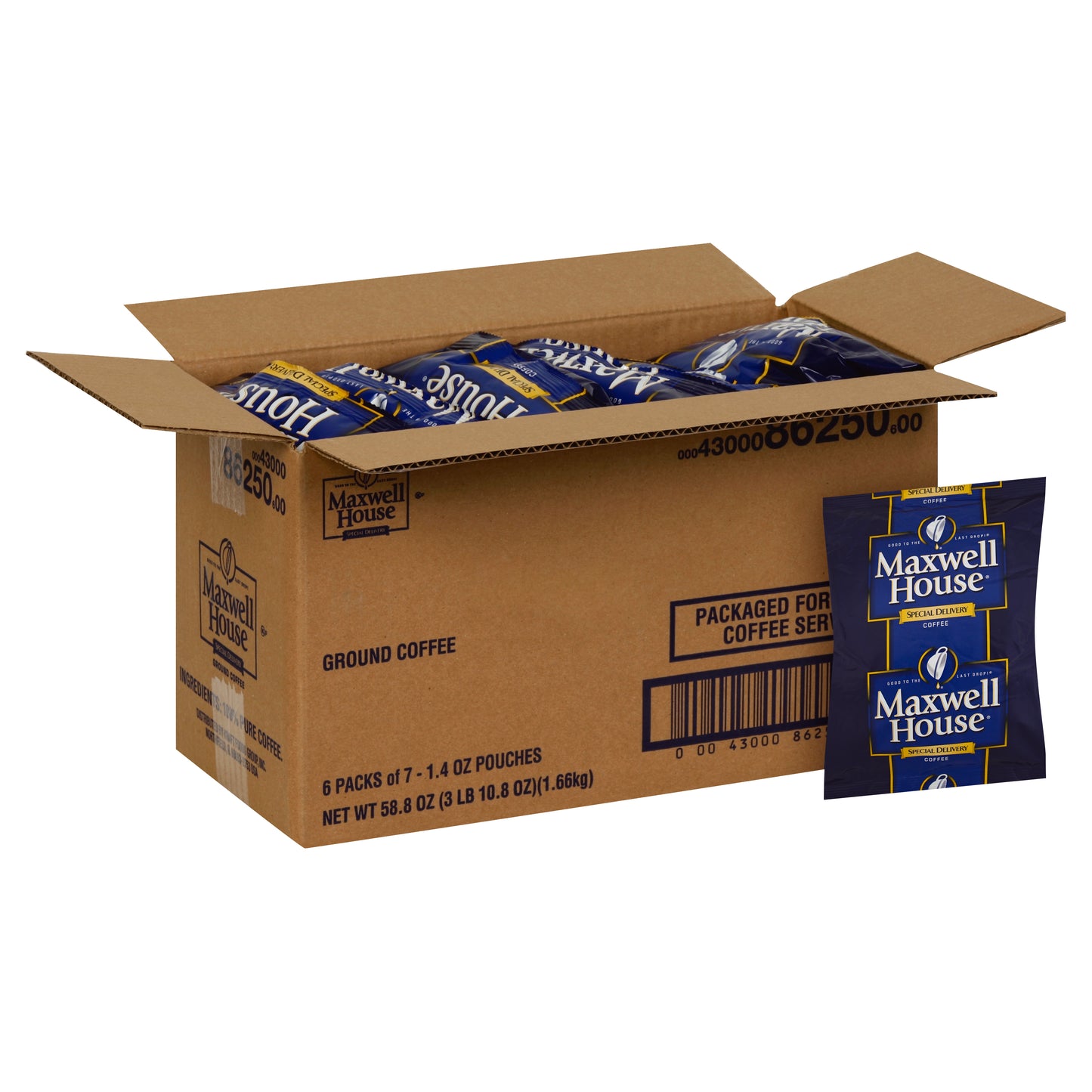 Maxwell House Special Delivery Ground Coffee 42 Casepack 1.4 Packets