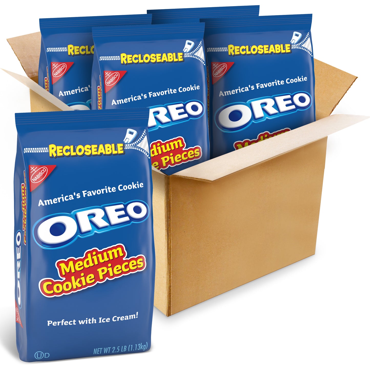 Oreo Medium Cookie Pieces 2.5 Pound Each - 4 Per Case.