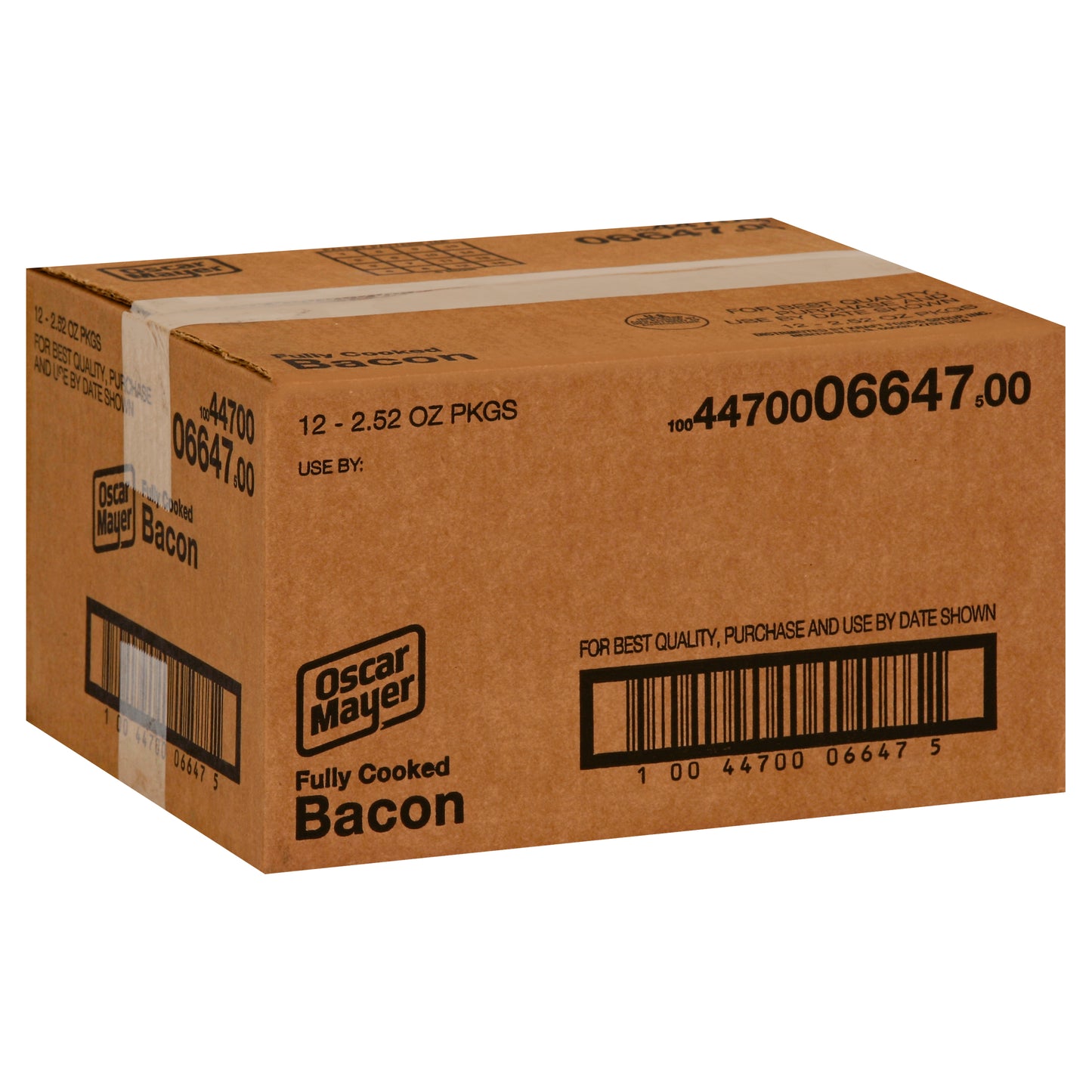 Oscar Mayer Fully Cooked Original Bacon, 2.52 Ounce Size - 12 Per Case.