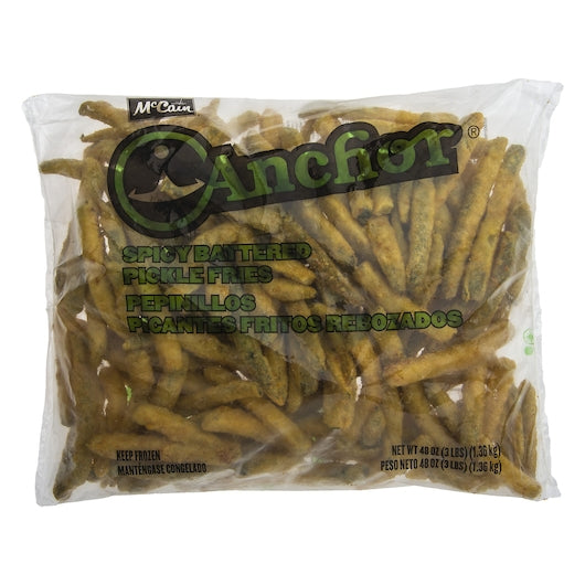 Anchor Battered Spicy Pickle Fries 3 Pound Each - 4 Per Case.