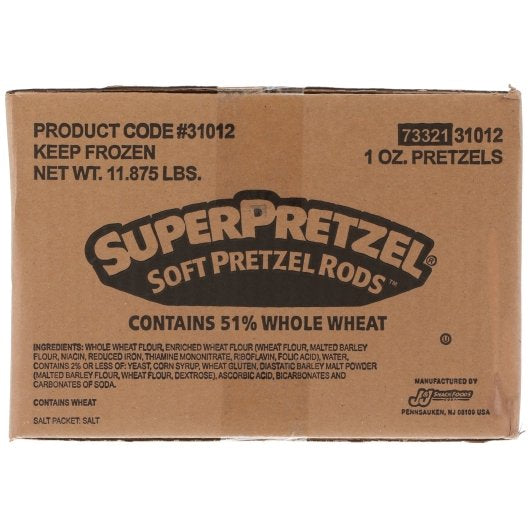 Superpretzel 51% Whole Grain Baked Pretzel Rod, 1 Ounce Size - 180 Per Case.