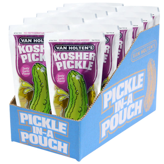 Van Holten's Jumbo Garlic Pickle Individually Packed In A Pouch 1 Each - 12 Per Case.