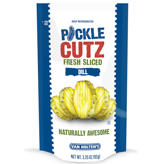 Van Holten's Clean Label Dill Pickle Cutz 3.25 Ounce Size - 12 Per Case.