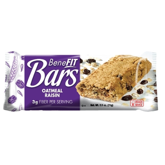 Readi-Bake Benefit Oatmeal Raisin Bar 2.5 Ounce Size - 48 Per Case.