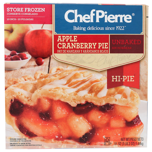 Chef Pierre Apple Cranberry Hi-Pie Unbaked 10" Pie, 3.188 Pound Each - 6 Per Case.