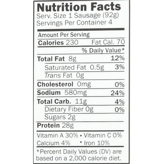 Field Roast Mexican Chipotle Sausage 12.95 Ounce Size - 12 Per Case.