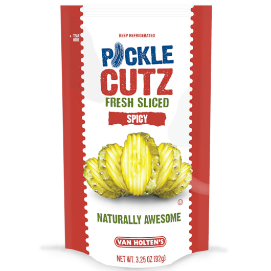 Van Holten's Clean Label Spicy Pickle Cutz 3.25 Ounce Size - 12 Per Case.