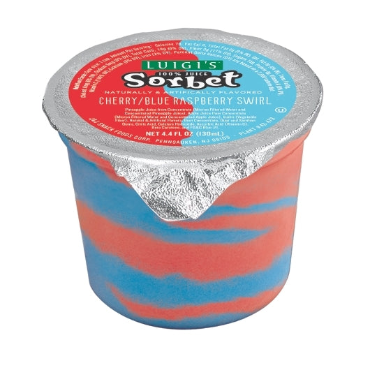 Luigi Cherry Blue Raspberry Swirl Sorbet 4.4 Fluid Ounce - 96 Per Case.