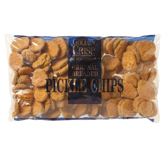 Golden Crisp Sliced Breaded Pickles 2.5 Pound Each - 6 Per Case.