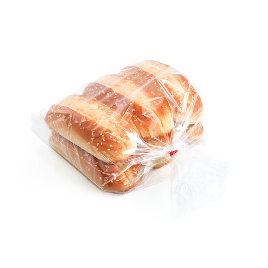 Snap-O-Razzo 6" Premium Fluffy Hot Dog Buns With Sesame Seeds 54 Count Packs - 1 Per Case.