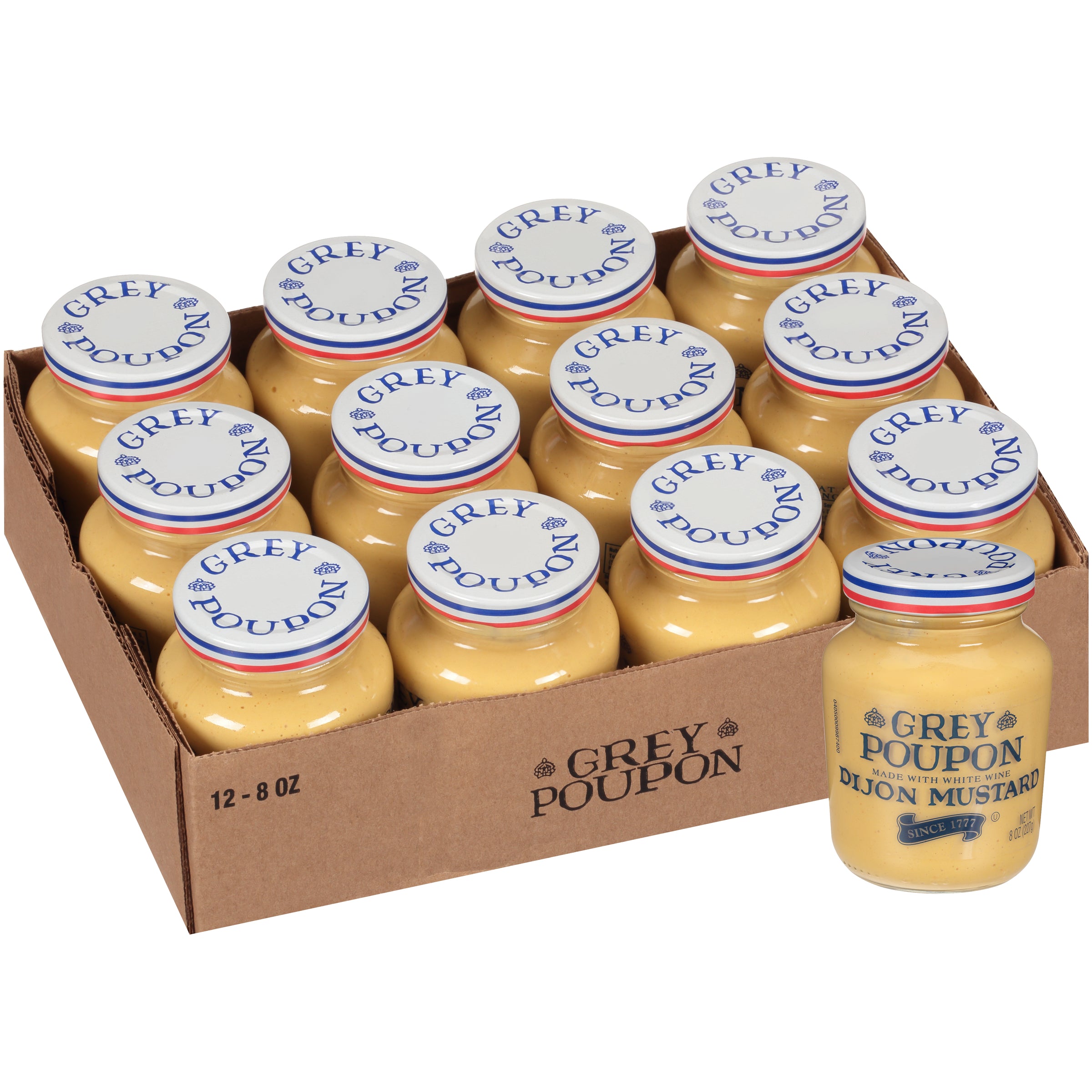 GREY POUPON Dijon Mustard 8 Ounce Jars 12