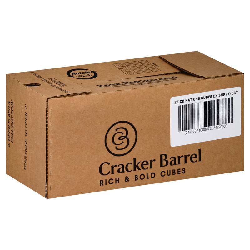 Cracker Barrel Snacking Cubes Extra Sharp Cheddar Yellow, 2 Ounce Size - 6 Per Case.