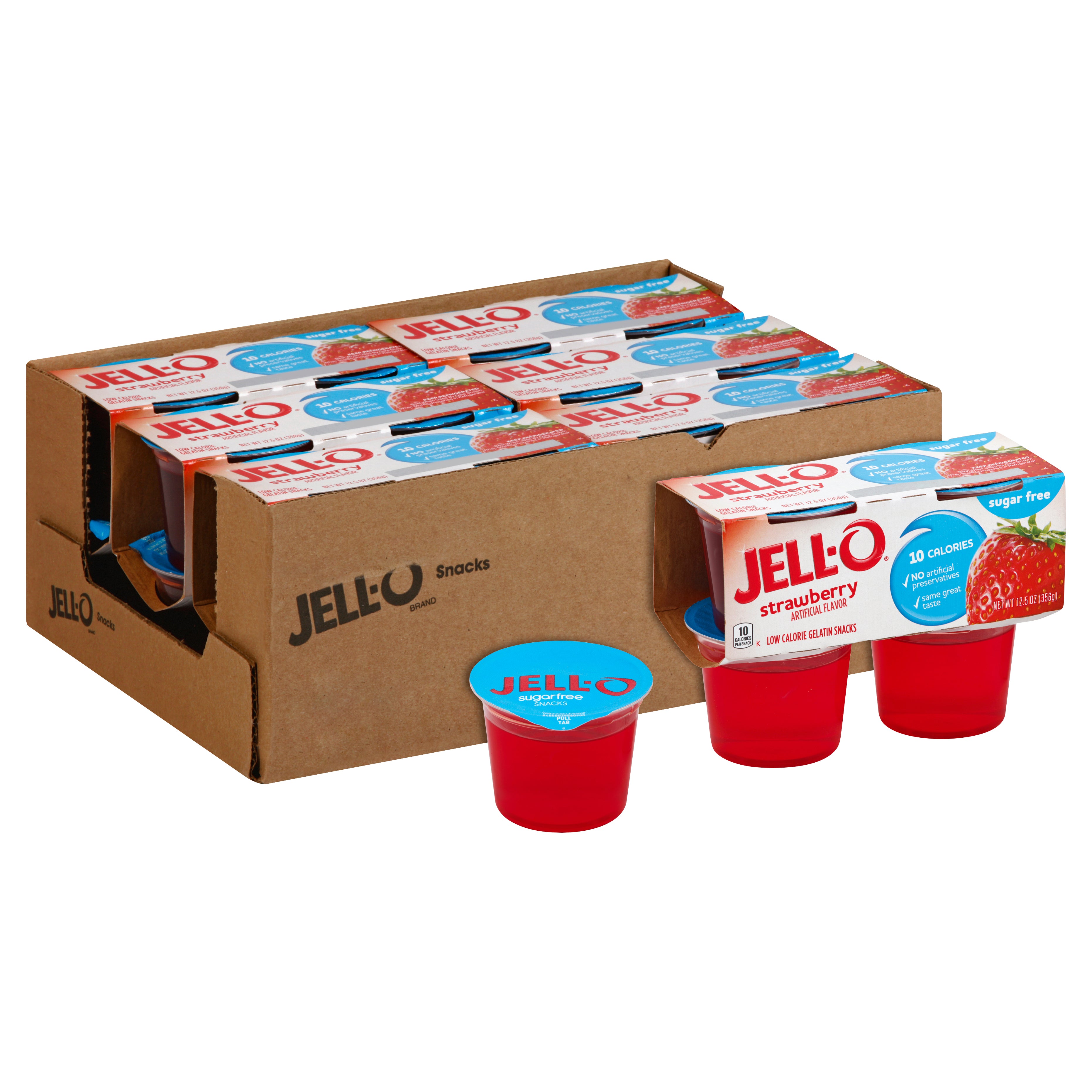 Jello Sugar Free Strawberry Snacks 12.5 Ounce Size 4 Pack - 6 Per Case - Refrigerated