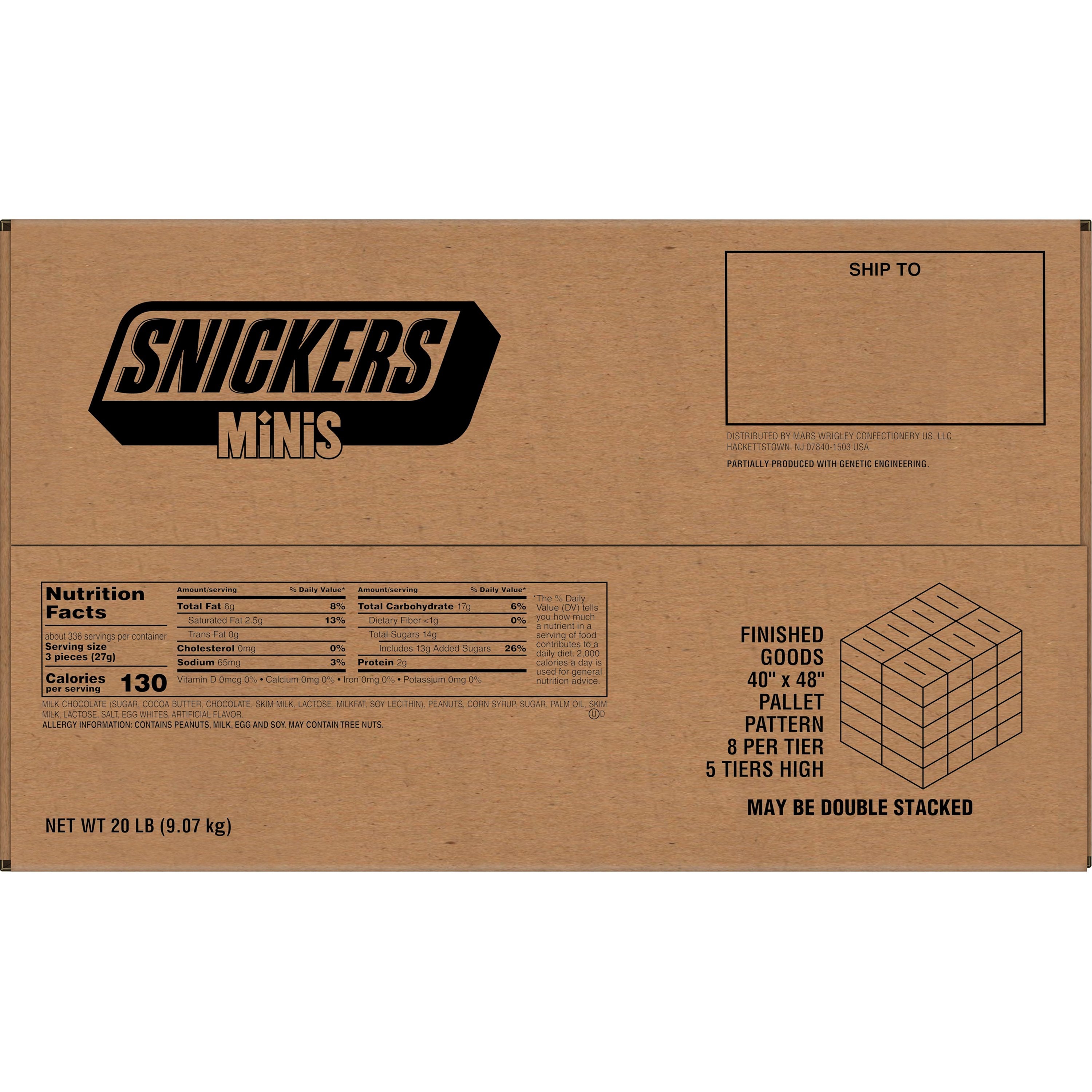 Snickers Miniatures Bulk 20 Pound Case - Approximately 880 miniature Bars