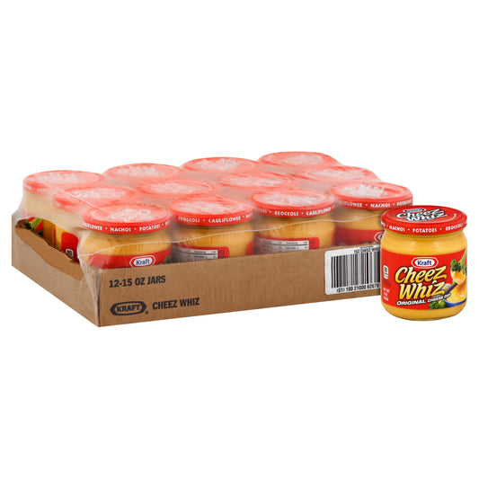 Kraft Plain Cheese Whiz, 15 Ounce Size - 12 Per Case.