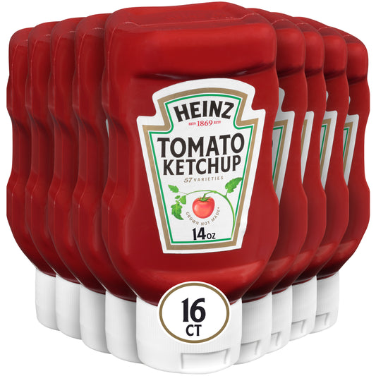 HEINZ Ketchup 14 Ounce FOREVER FULL Inverted Bottles 16)