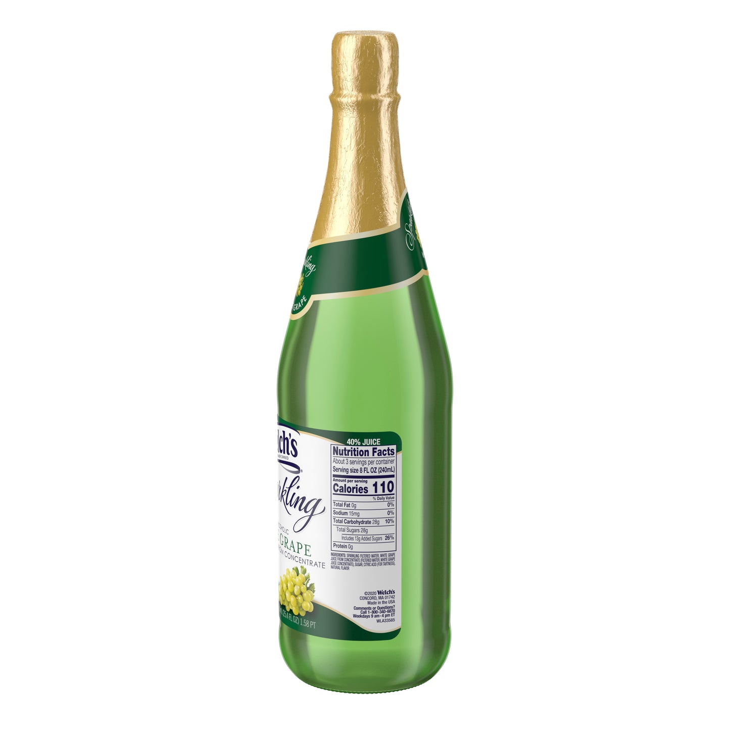 Welch's Sparkling Juice Cocktail White Grape 25.4 Fluid Ounce - 12 Per Case.