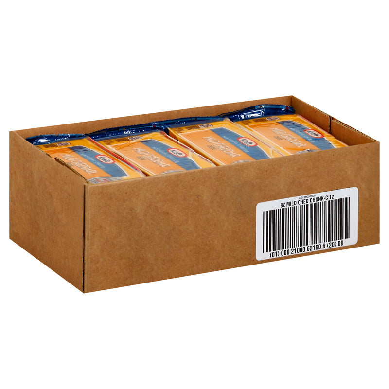 Kraft Mild Chunk Cheddar Cheese, 8 Ounce Size - 12 Per Case.