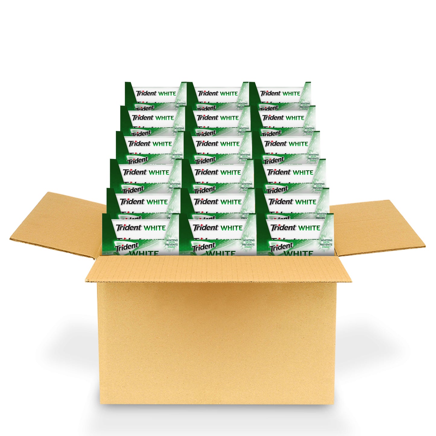 Trident White Gum Spearmint Sugar Free Piece 16 Count Packs - 162 Per Case.