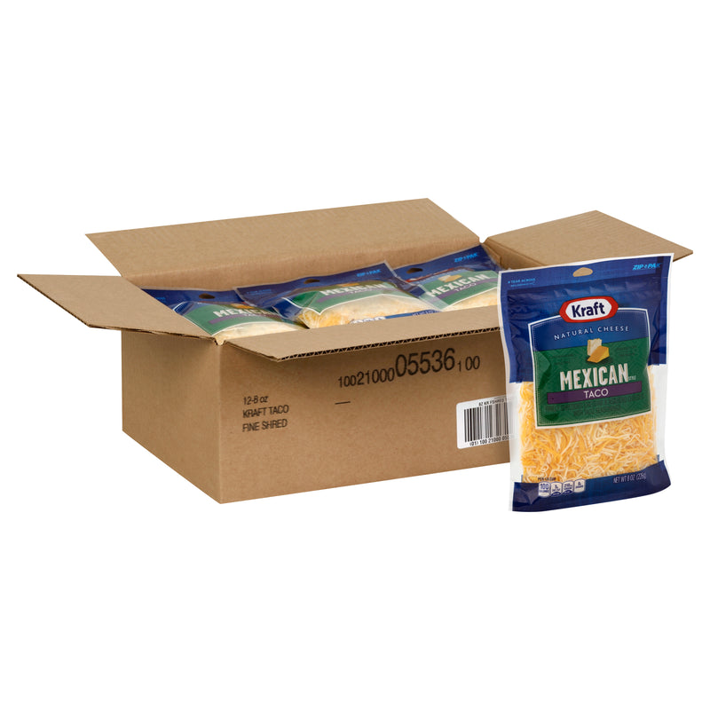 Kraft Shreds Natural Taco Cheese, 8 Ounce Size - 12 Per Case.