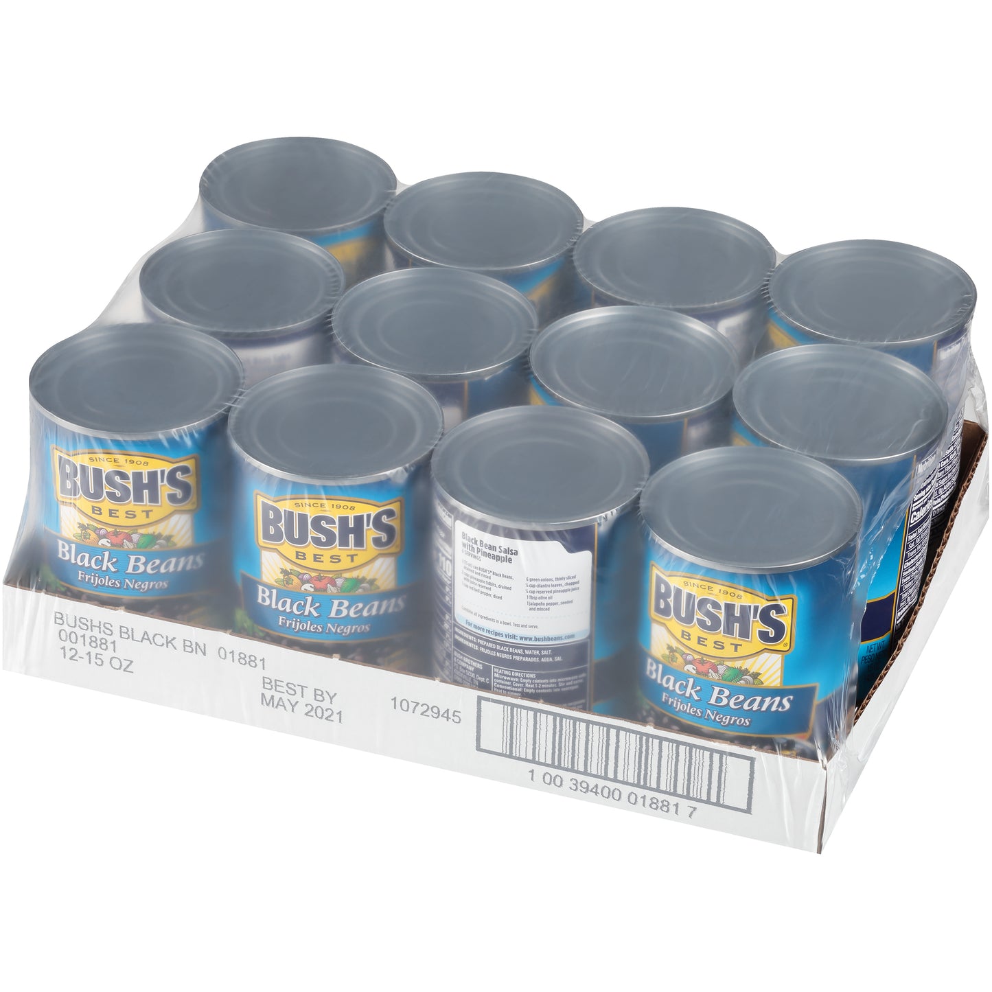 Bush's Black Beans 15 Ounce Size - 12 Per Case.