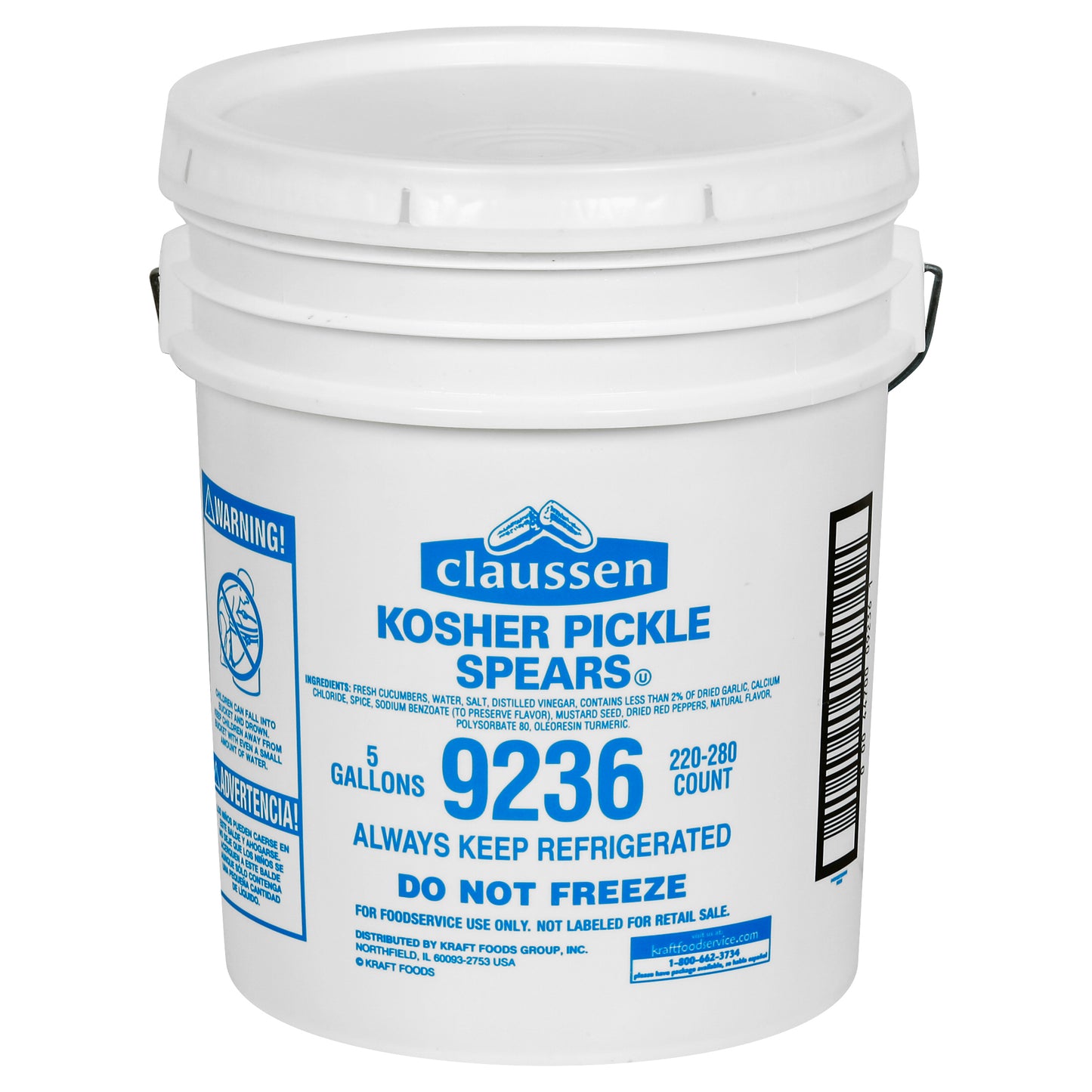 CLAUSSEN Dill Pickle Spears 5 gal. Pail 220-280 Count