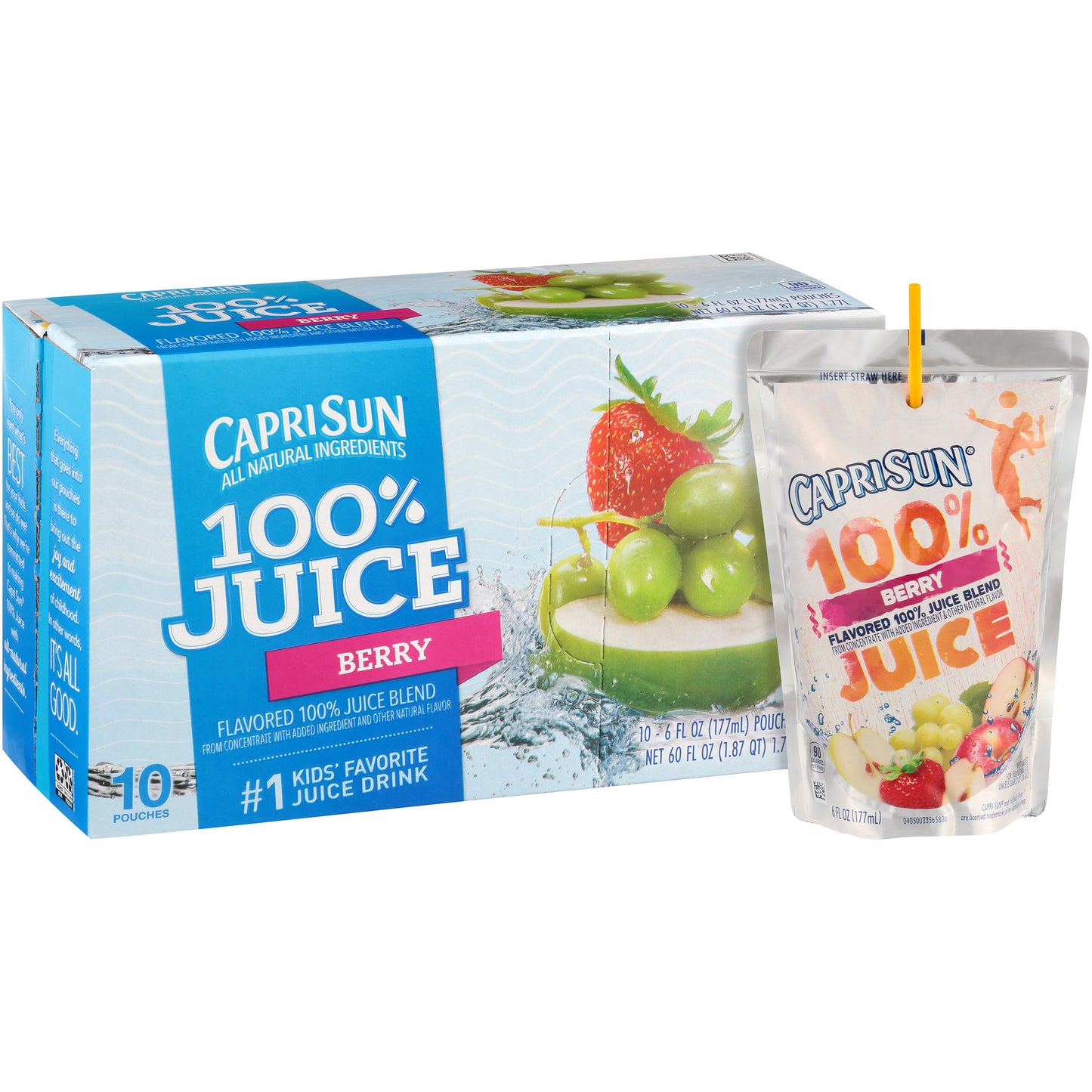 CAPRI SUN 100% Juice Berry Pouch 6 Ounce Pouches 40