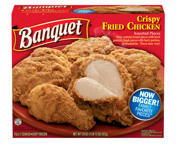 Banquet Crispy Fried Chicken 29 Ounce Size - 12 Per Case.