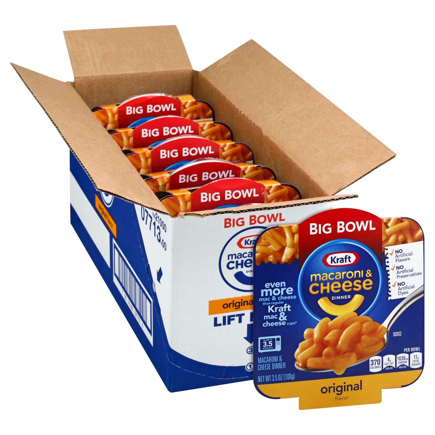 Kraft Easy Mac Macaroni & Cheese Bowl Original, 3.5 Ounce Size - 6 Per Case.