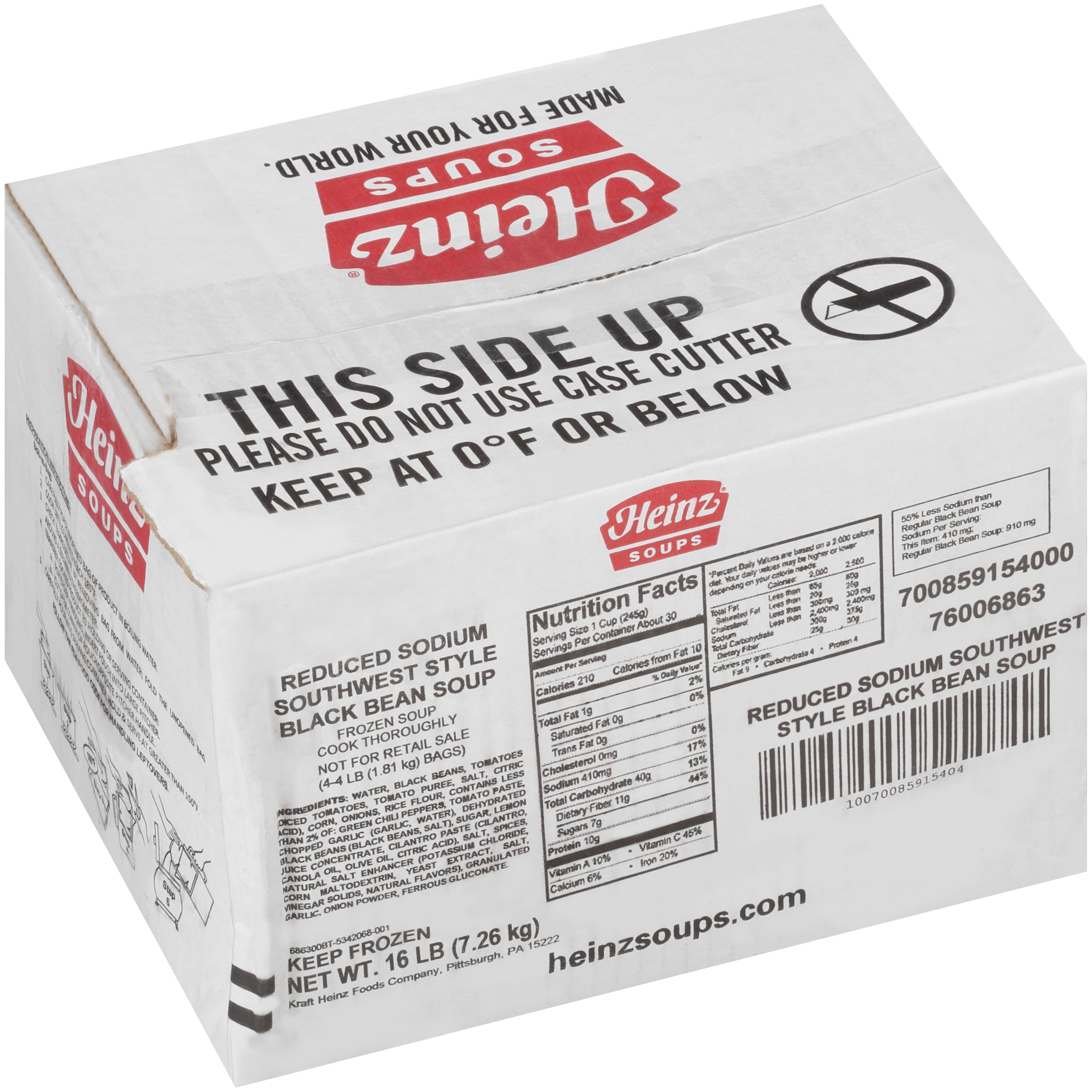 HEINZ Reduced Sodium Black Bean Soup 4 lb. Bag 4 Per Case