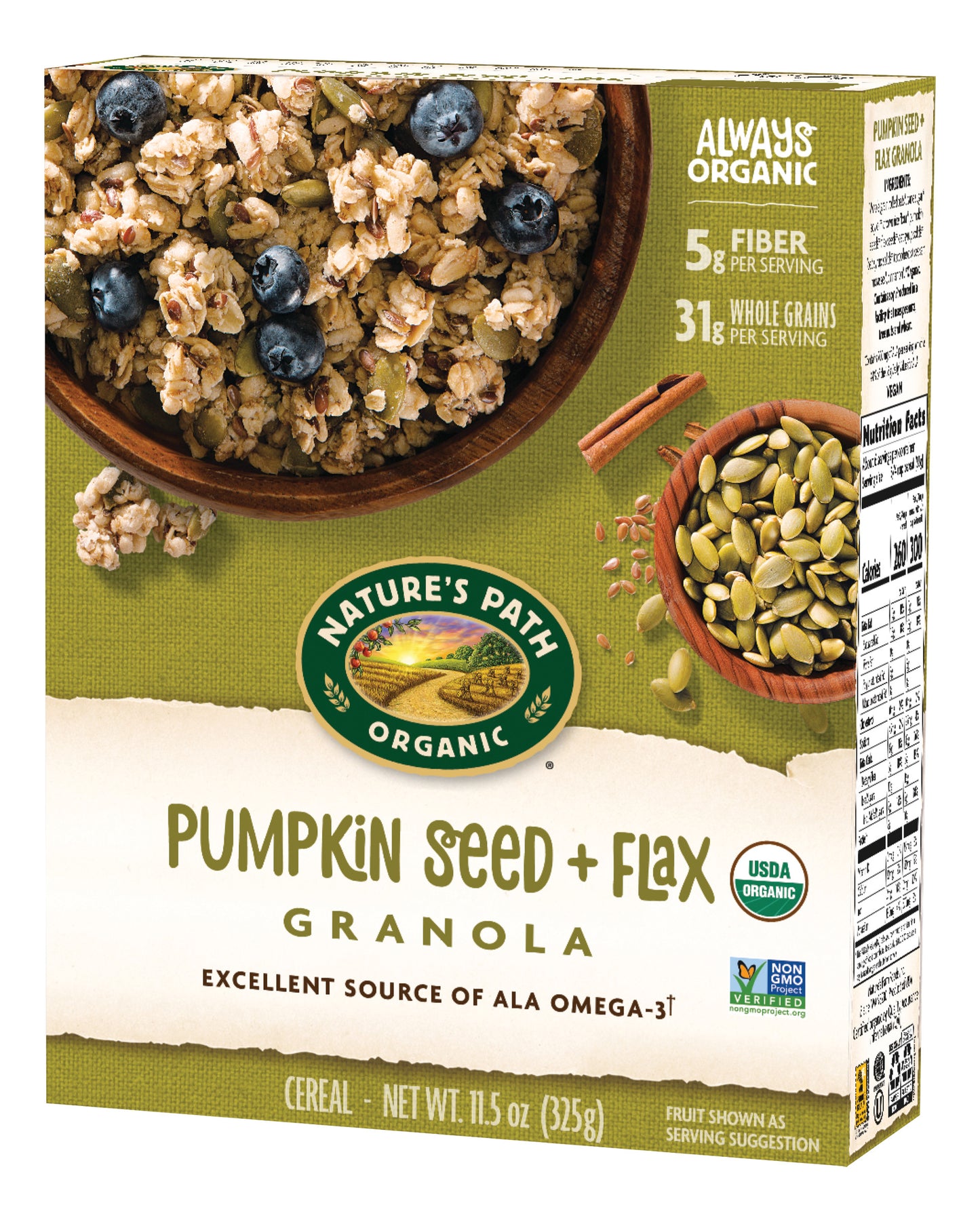 Nature's Path Flax With Pumpkin Seed Granola 11.5 Ounce Size - 12 Per Case.