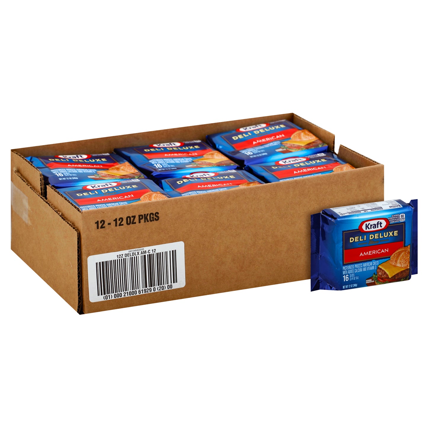 Kraft Deli Deluxe American Cheese &#40;not Individually Wrapped&#41;, 12 Ounce Size - 12 Per Case.