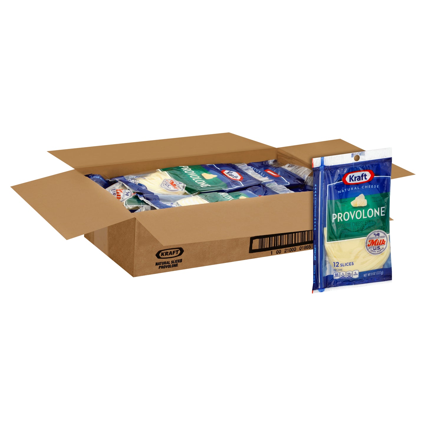 Kraft Deli Fresh Provolone Cheese, 8 Ounce Size - 10 Per Case.