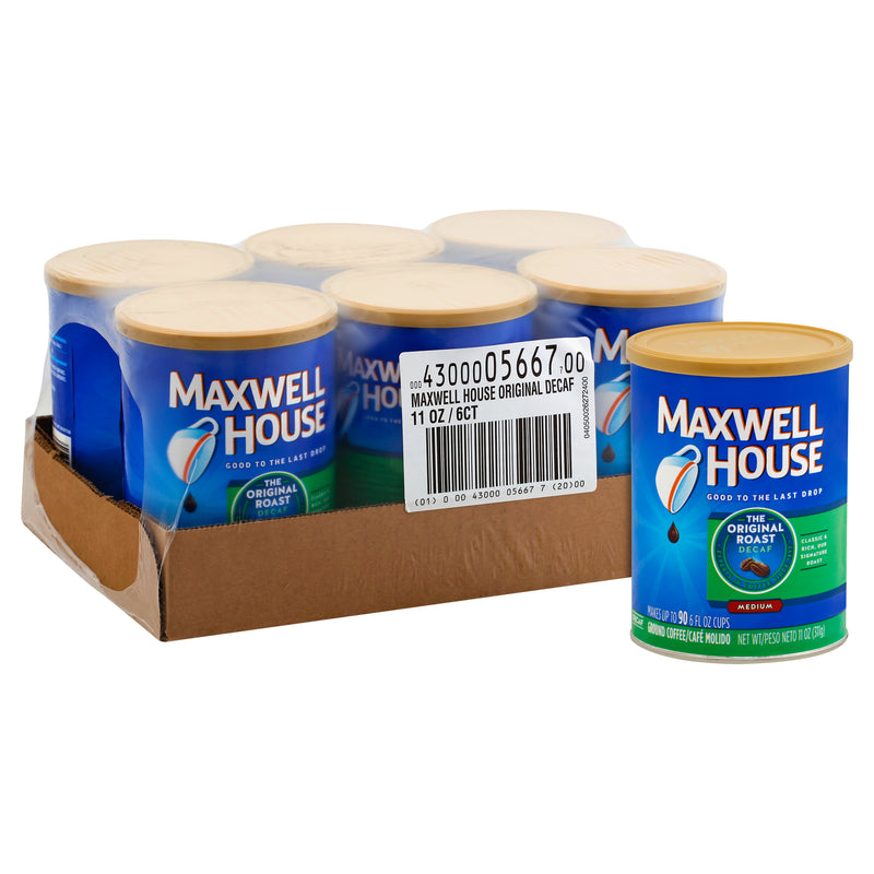 Maxwell House Decaffeinated Original Medium Ground Coffee, 11 Ounce Size - 6 Per Case.