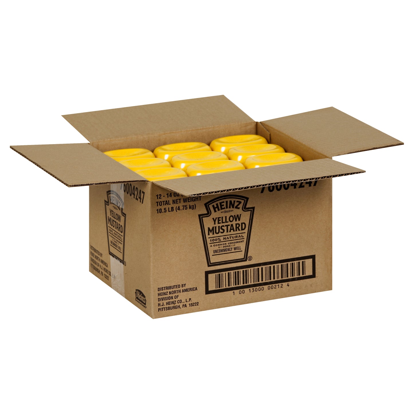 Heinz Yellow Mustard, 14 Ounce Size - 12 Per Case.