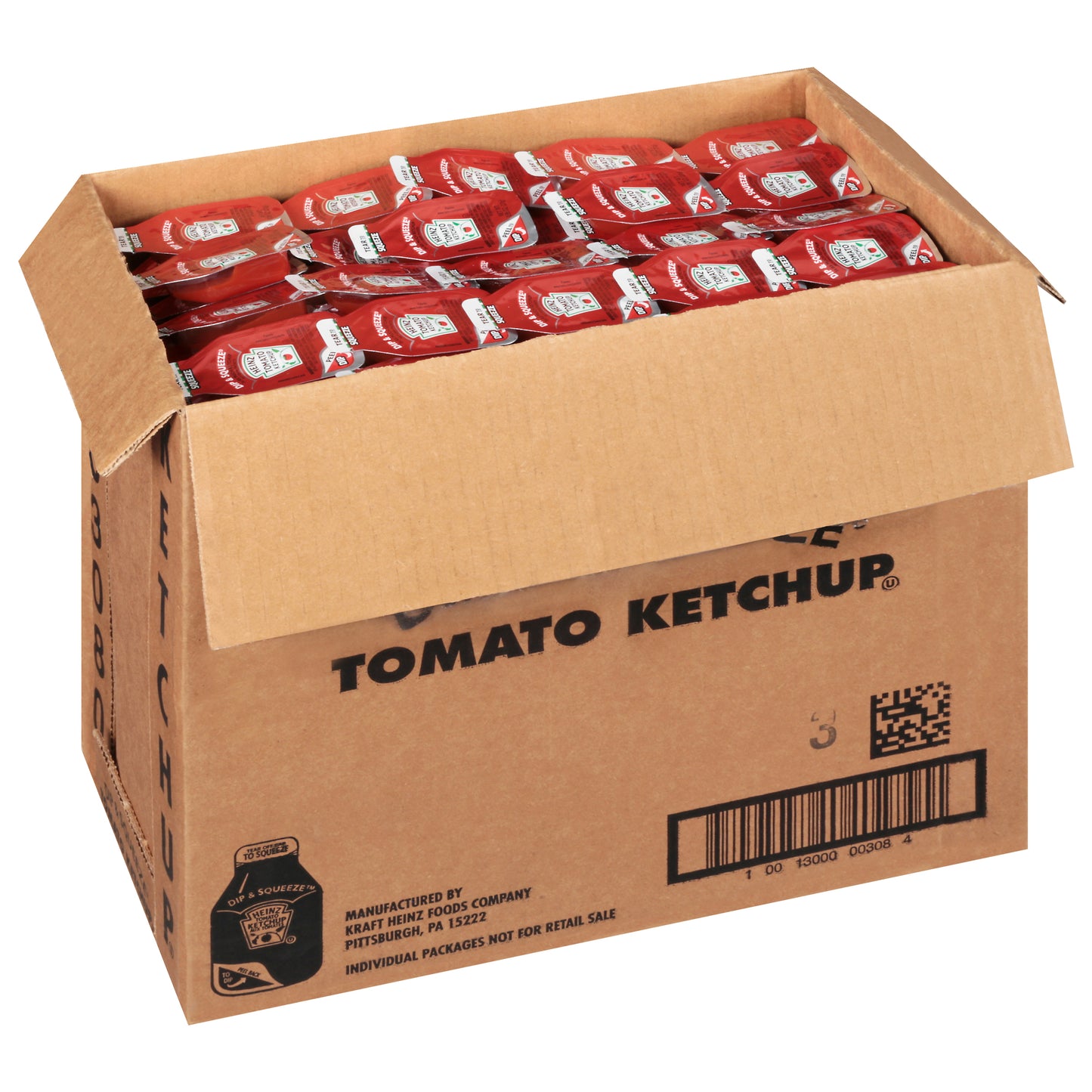 HEINZ Single Serve Ketchup DIP & SQUEEZE Packet 27 gr. Container 500)