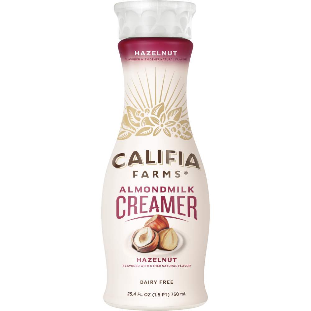 Califia Farms Hazelnut Almond Milk Coffee Creamer 25.4 Fluid Ounce - 6 Per Case.