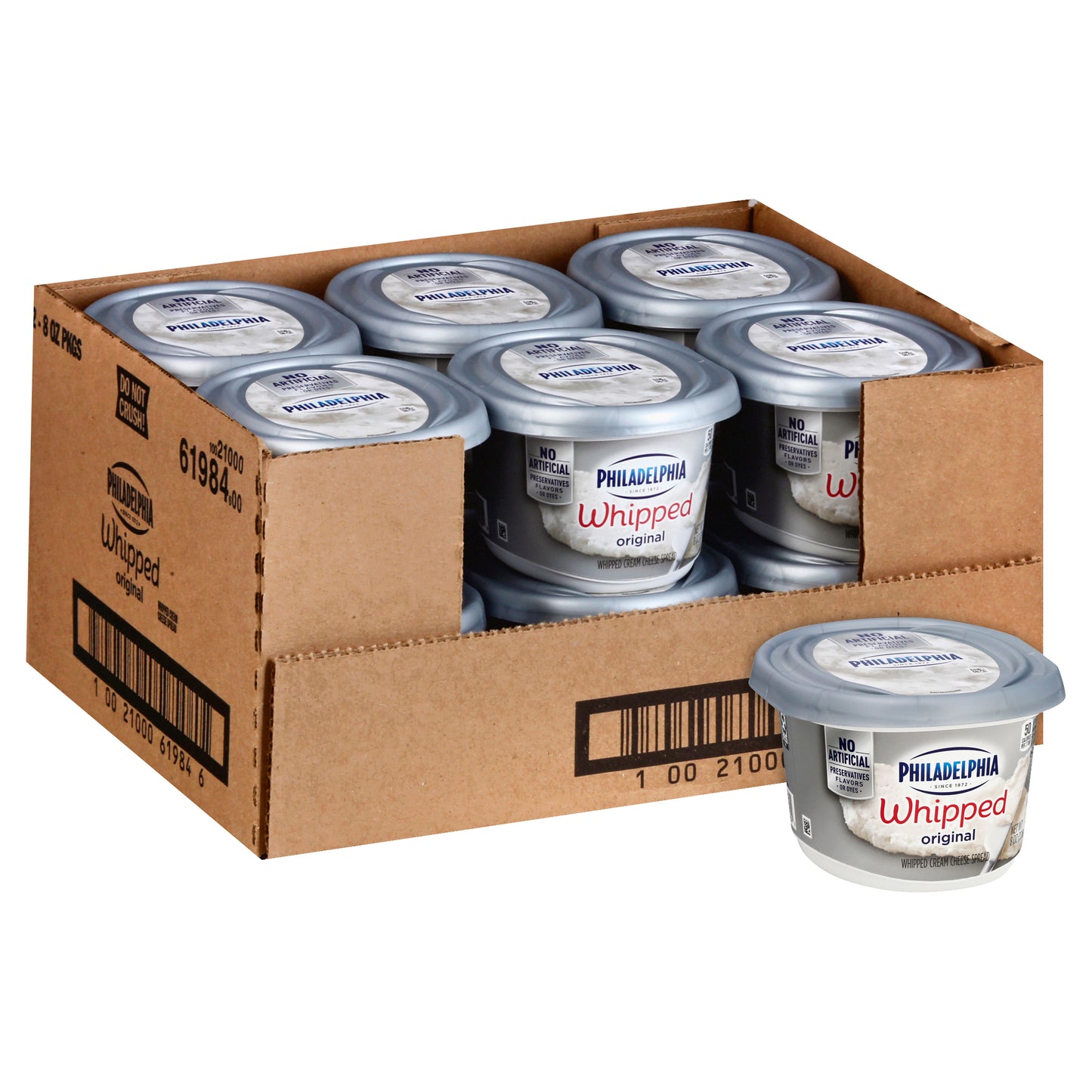 Philadelphia Whipped Original Cream Cheese, 8 Ounce Size - 12 Per Case.