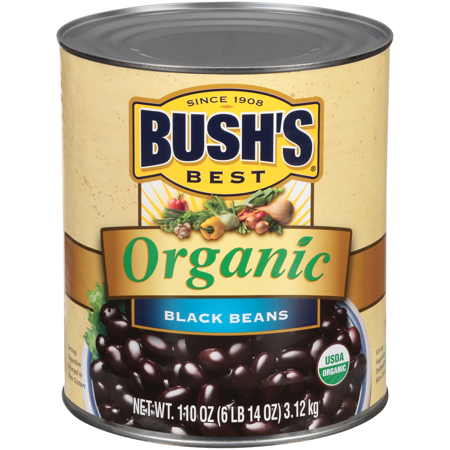 Bush's Organic Black Beans 110 Ounce Size - 6 Per Case.