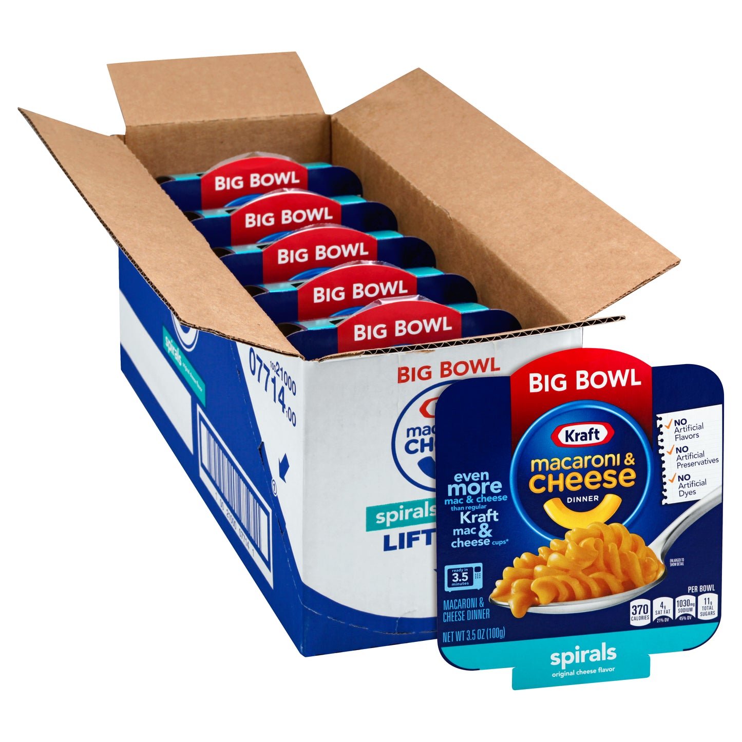 Kraft Easy Mac Macaroni & Cheese Bowl Spiral, 3.5 Ounce Size - 6 Per Case.