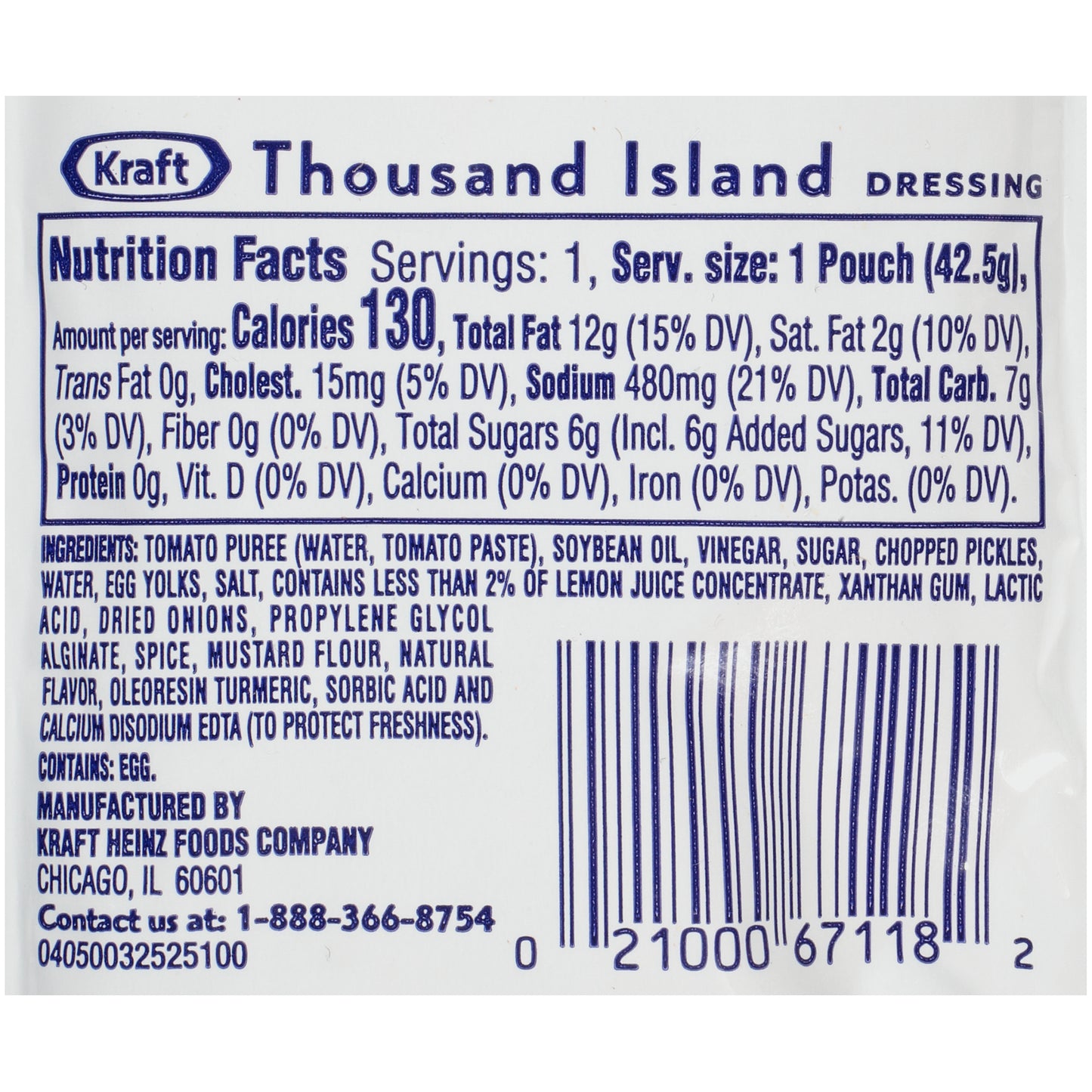 Kraft Thousand Island Dressing 60 Casepack 1.5 Ounce Packets