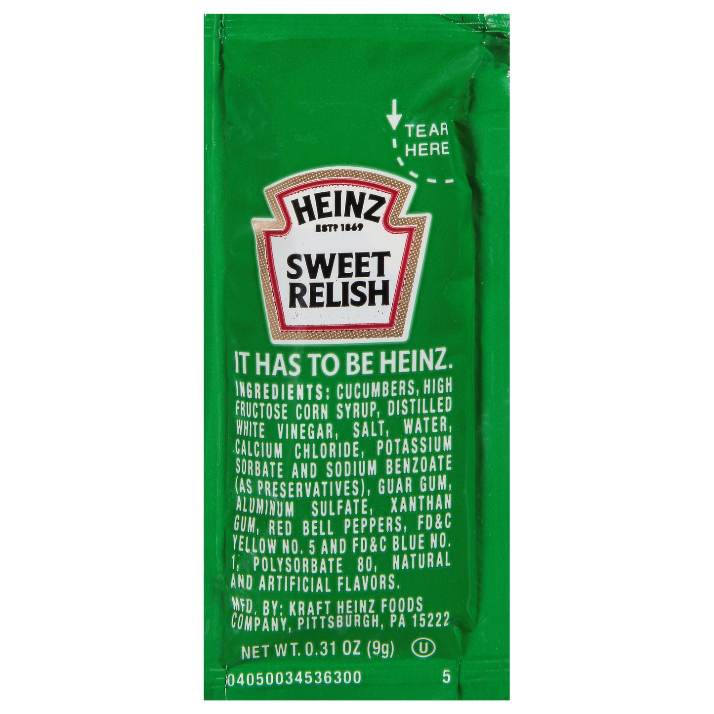 HEINZ Single Serve Relish 9 Gram Packets 200 Per Case